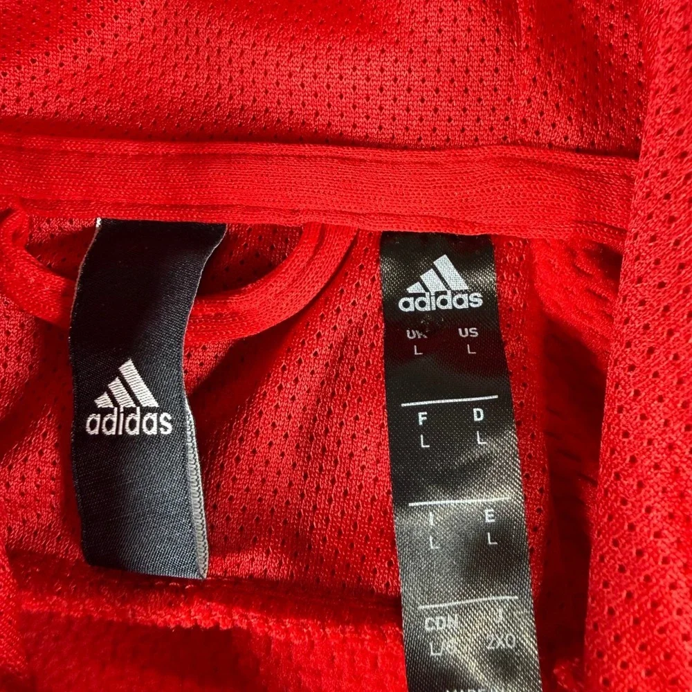 Adidas Mens Red Performance Logo Hoodie Sweatshirt Size Large RN 88387 CA 40312